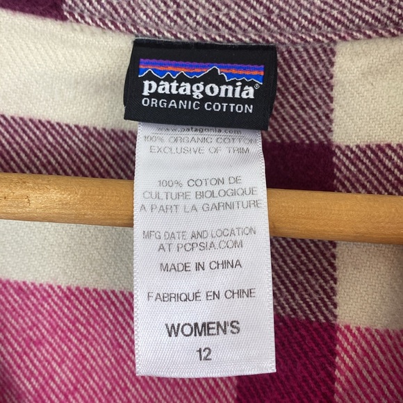 Patagonia 100% Organic Cotton Plaid Flannel Button Up Shirt Size 12 - Picture 4 of 4